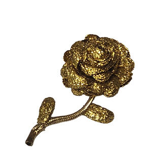 Vtg 1950s 60s Glittery Fabric Trim Millinery Rose Pin Brooch